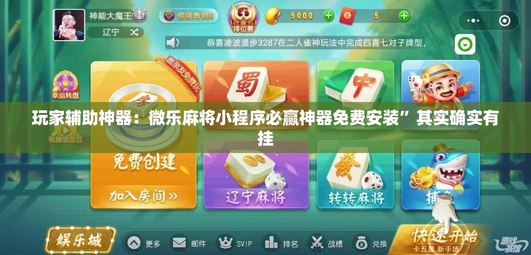 玩家辅助神器：微乐麻将小程序必赢神器免费安装”其实确实有挂