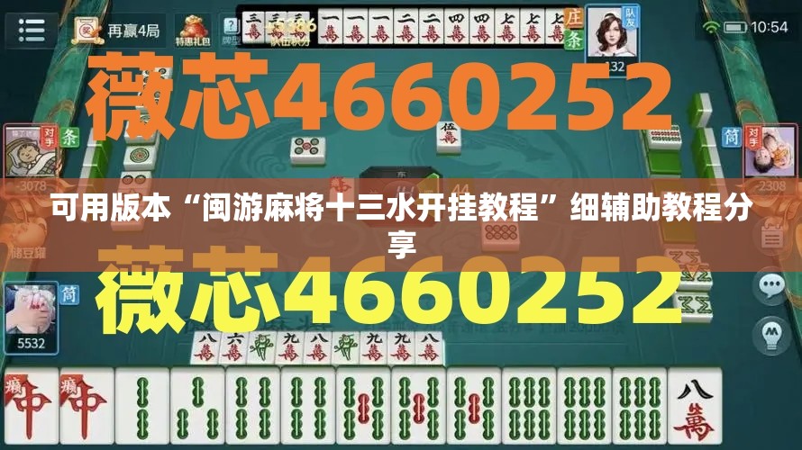 可用版本“闽游麻将十三水开挂教程”细辅助教程分享